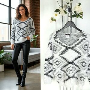 Vtg Guilty🔥Soft Fuzzy Fur Stretchy V-Neck Knit Sweater Top